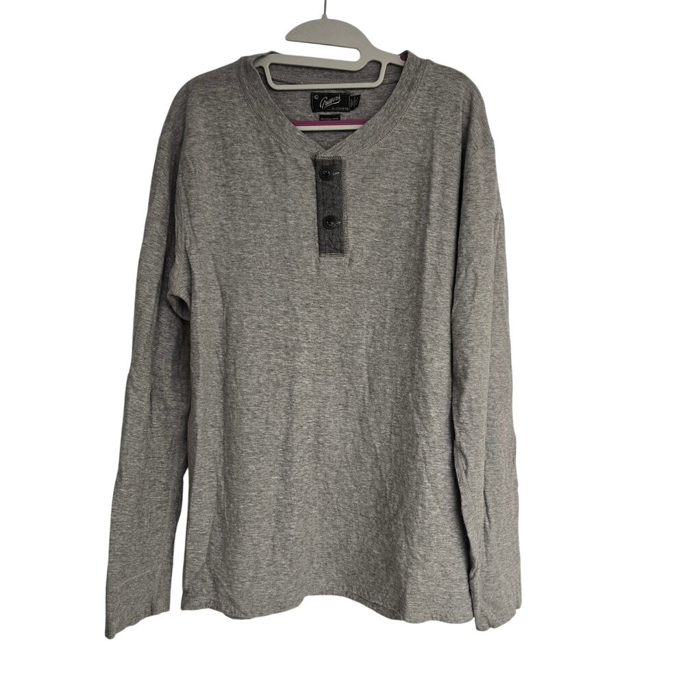 Men's Grayers Gray Long Sleeve Henley Top | Size XL